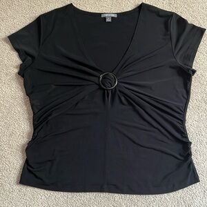 Apt 9 XL Black Short Sleeve Twisted Front Blouse